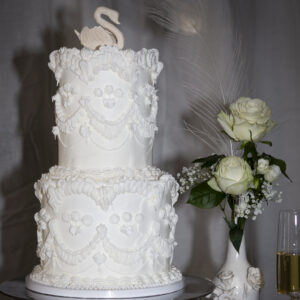 White Swan Vintage Wedding Cake