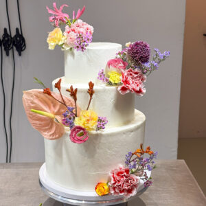 Happy Colorful Flower Wedding Cake