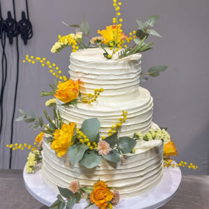 Yellow Mimosa Groove Wedding Cake